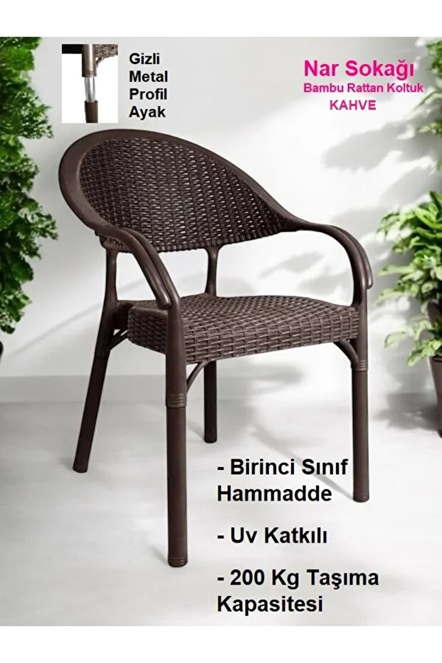 Bambu Rattan Kollu Sandalye Koltuk
